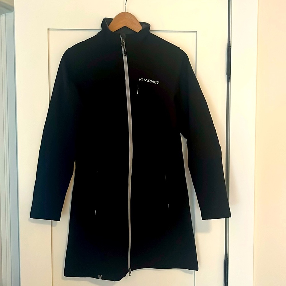 Vuarnet Mid Length Lined Black Coat - Size 6